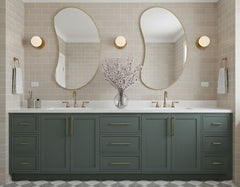 Varaudu Bean Curve Mirror Brass Wall Mirror - Antique Brass Bathroom Mirror, Vanity Wall Decor