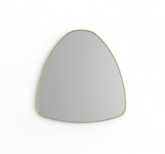 Varaudu Pebble Triangle Brass Mirror Modern Wall Design - Antique Brass Bathroom Mirror, Vanity Wall Decor