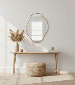 Varaudu Freeform Brass Accent Mirror Handmade Mirror - Antique Brass Bathroom Mirror, Vanity Wall Decor