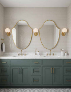 Varaudu Italian Shield Form Brass Wall Mirrors - Antique Brass Bathroom Mirror, Vanity Wall Decor