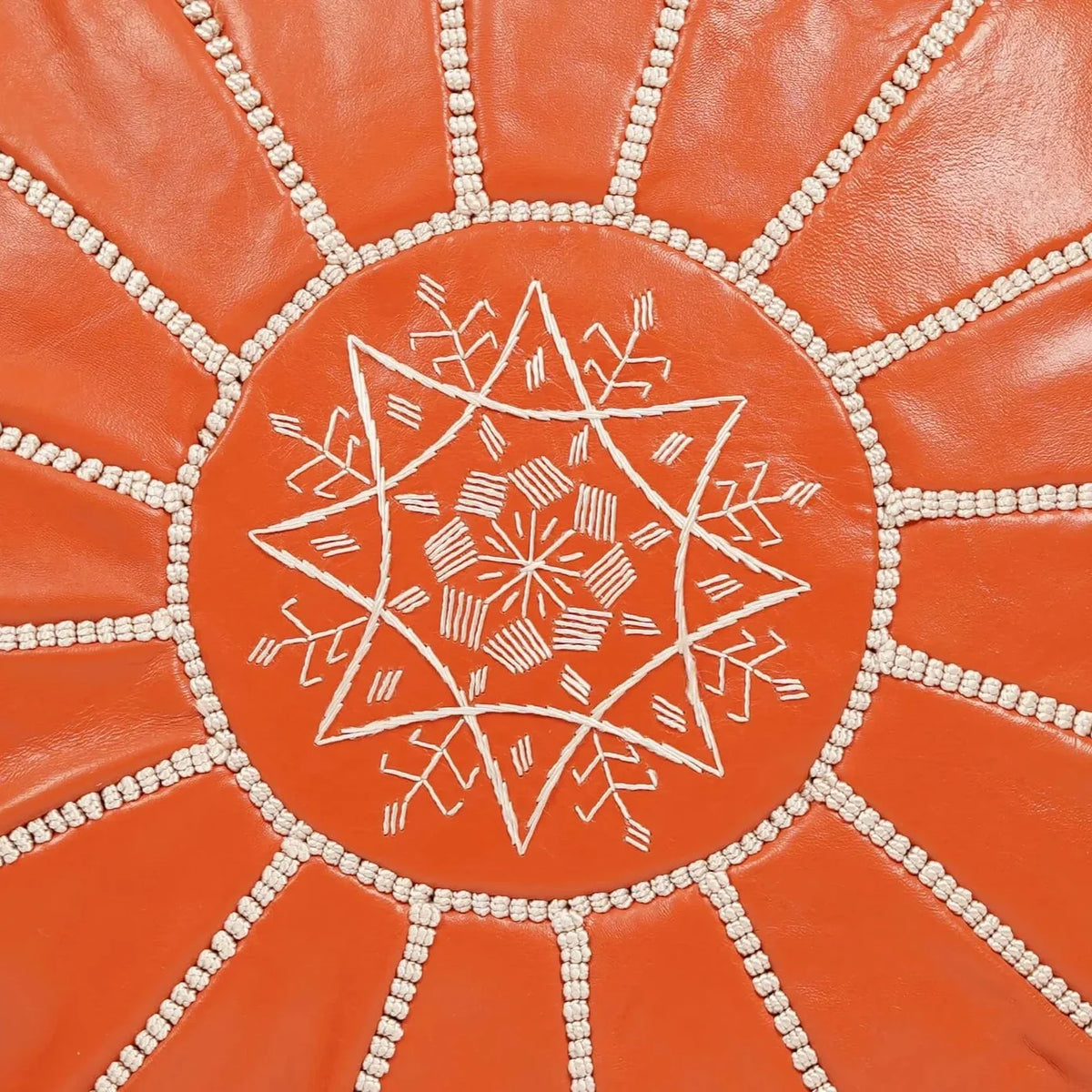 Artisan Orange Moroccan Pouf – Perfect For Colorful Decor