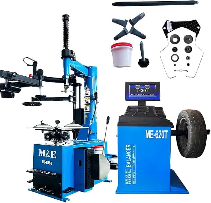 KATOOL Tire Changer Machine and Wheel Balancer Machine Combo ME-T560+ME-B620 with Bead Blaster Asist Arm Tire Changer Tire Machine Tire Repair Tools for Home Garage and Shop Repair, Blue