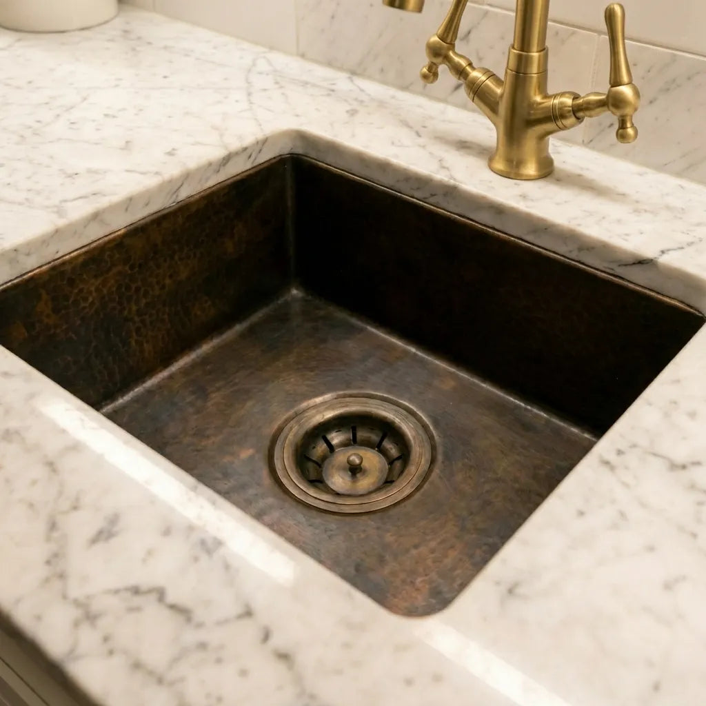Antique Solid Brass Undermount Bar Sink In Various Sizes