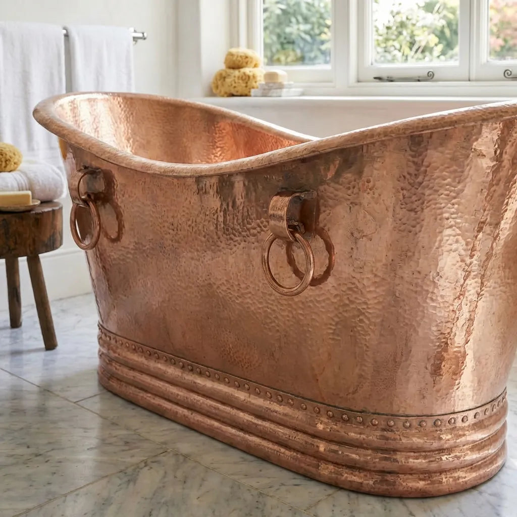 Hammered Copper Bathtub - Solid Hammered Copper Soaking Tub
