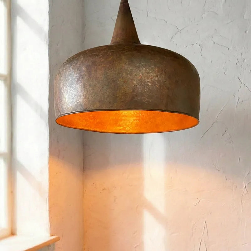 Aged Copper Farmhouse Pendant Light