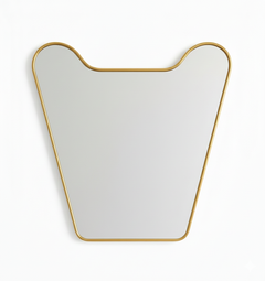 Varaudu Double Curve Crest Gold Handmade Brass Mirror - Antique Brass Bathroom Mirror, Vanity Wall Decor