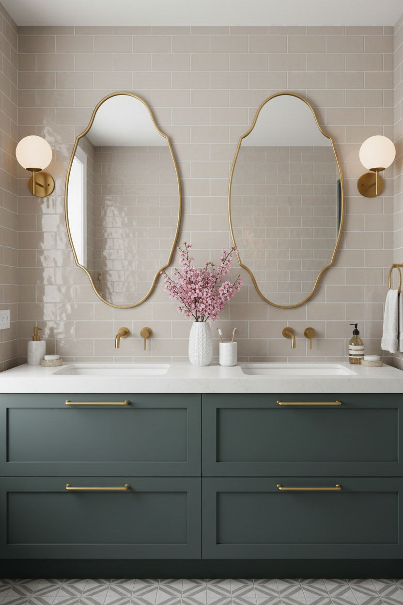 Varaudu Modern Regal Oval Mirror Handmade Brass Wall Mirror - Antique Brass Bathroom Mirror, Vanity Wall Decor