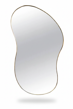 Varaudu Artisan Freeform Brass Wall Mirror - Antique Brass Bathroom Mirror, Vanity Wall Decor