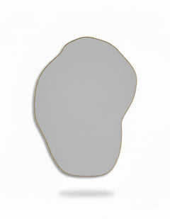 Varaudu Asymmetrical Pebble Brass Mirror Modern Wall Mirror - Antique Brass Bathroom Mirror, Vanity Wall Decor