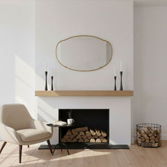 Varaudu Belle Cloud Mirror Handmade Unlacquered Brass - Antique Brass Bathroom Mirror, Vanity Wall Decor