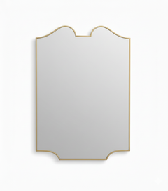 Varaudu Curve Brass Mirror Elegant Wall Mirror - Antique Brass Bathroom Mirror, Vanity Wall Decor