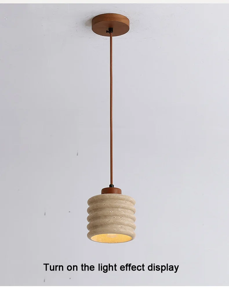 Komei Retro Wabi Sabi Travertine Stone Pendant Light