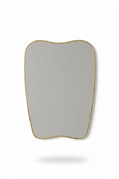 Varaudu Modern Curved Brass Mirror Handmade Wall Mirror - Antique Brass Bathroom Mirror, Vanity Wall Decor