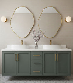 Varaudu Freeform Brass Accent Mirror Handmade Mirror - Antique Brass Bathroom Mirror, Vanity Wall Decor