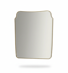 Varaudu Rounded Crest Rectangle Brass Mirror - Antique Brass Bathroom Mirror, Vanity Wall Decor