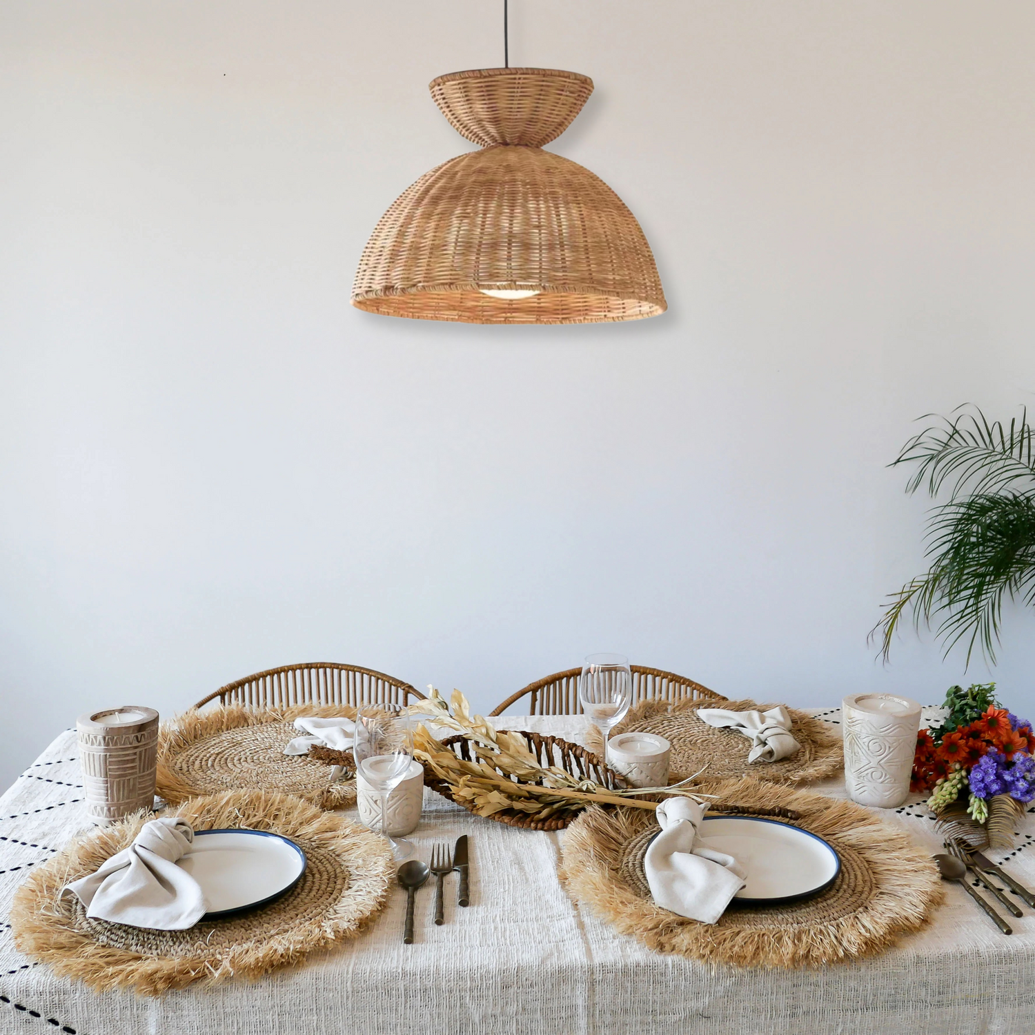 Liz Rattan Pendant Light