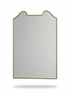 Varaudu Double Arch Crest Brass Mirror - Antique Brass Bathroom Mirror, Vanity Wall Decor