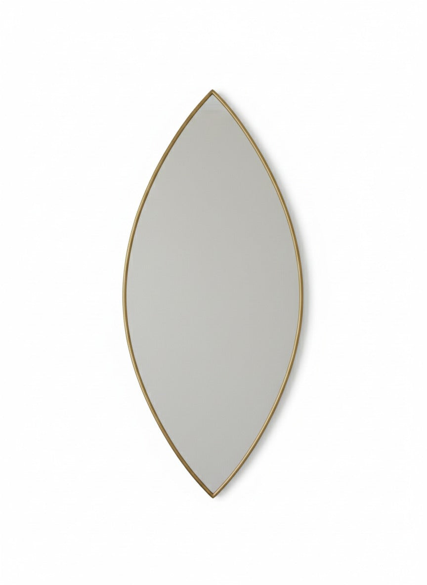 Varaudu Elegant Leaf Silhouette Modern Brass Mirror - Antique Brass Bathroom Mirror, Vanity Wall Decor
