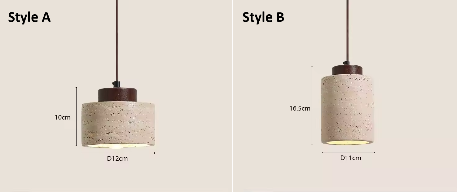 Arvo Wabi Sabi Cylinder Travertine Stone Pendant Light