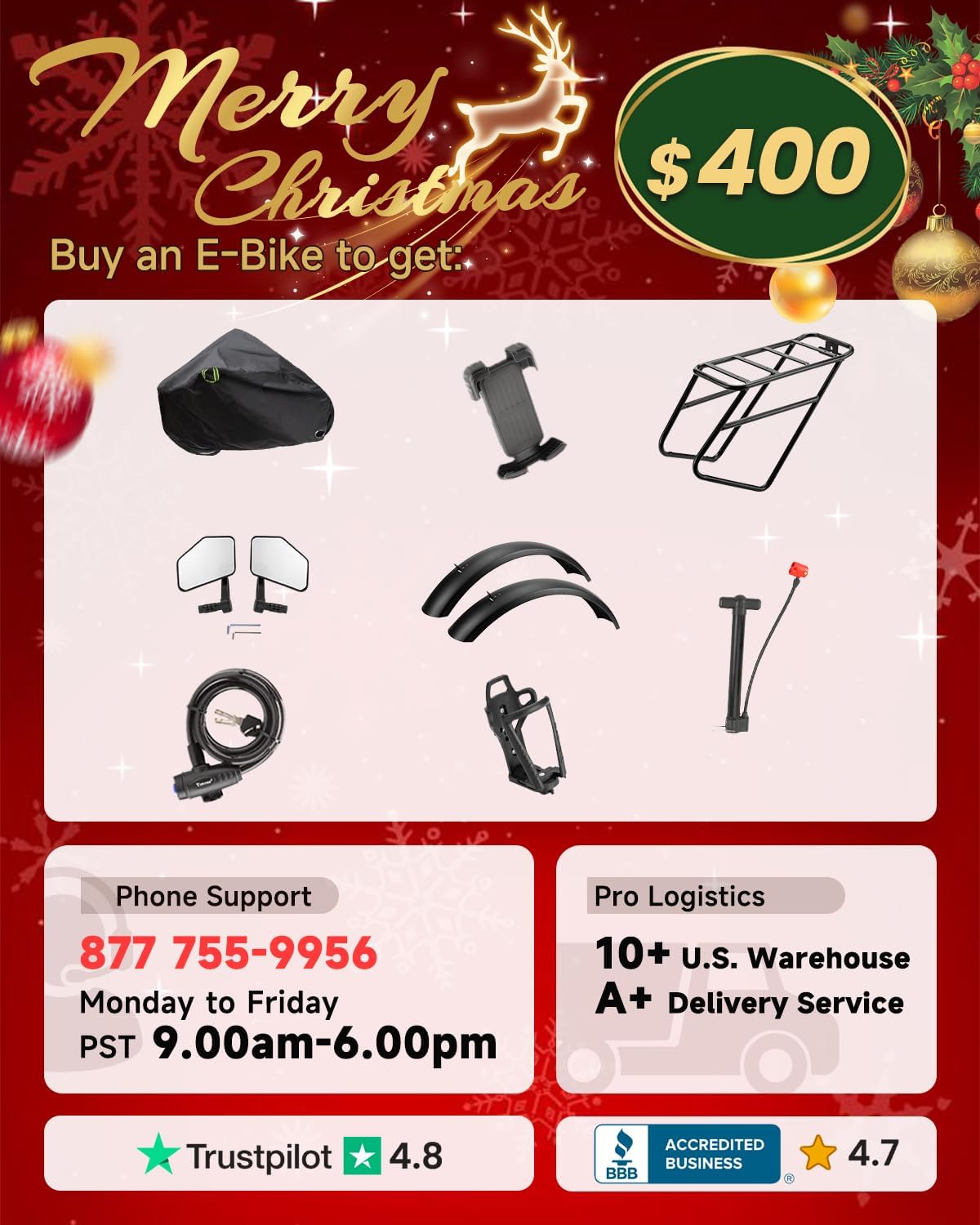 Electric Bicycle with Removable 48V Battery, Full Suspension, 7-Speed Gears, 26-Inch Fat Tires
