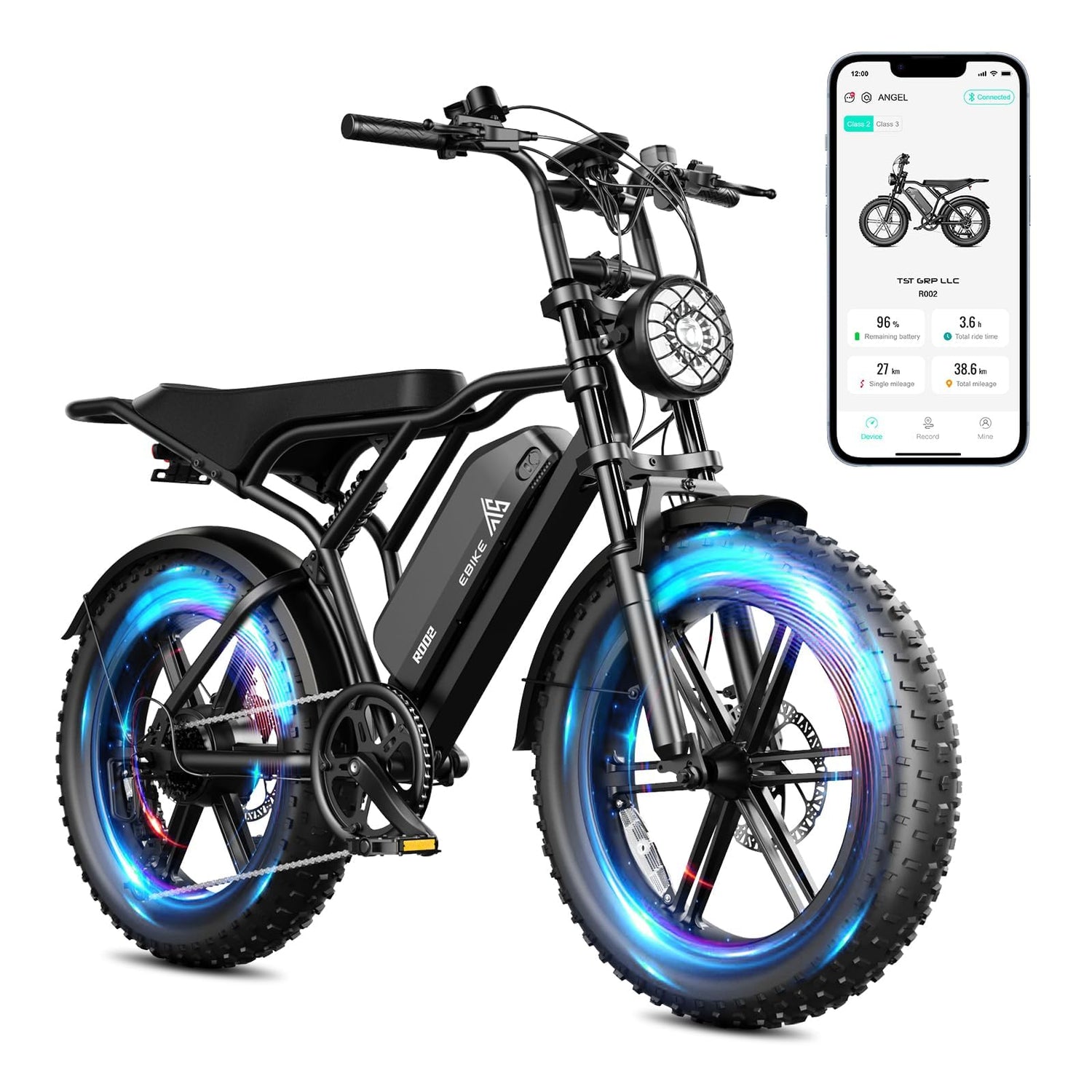Electric Bicycle with Removable 48V Battery, Dual Suspension, 7-Speed Gears, 20-Inch Fat Tires, LCD Display