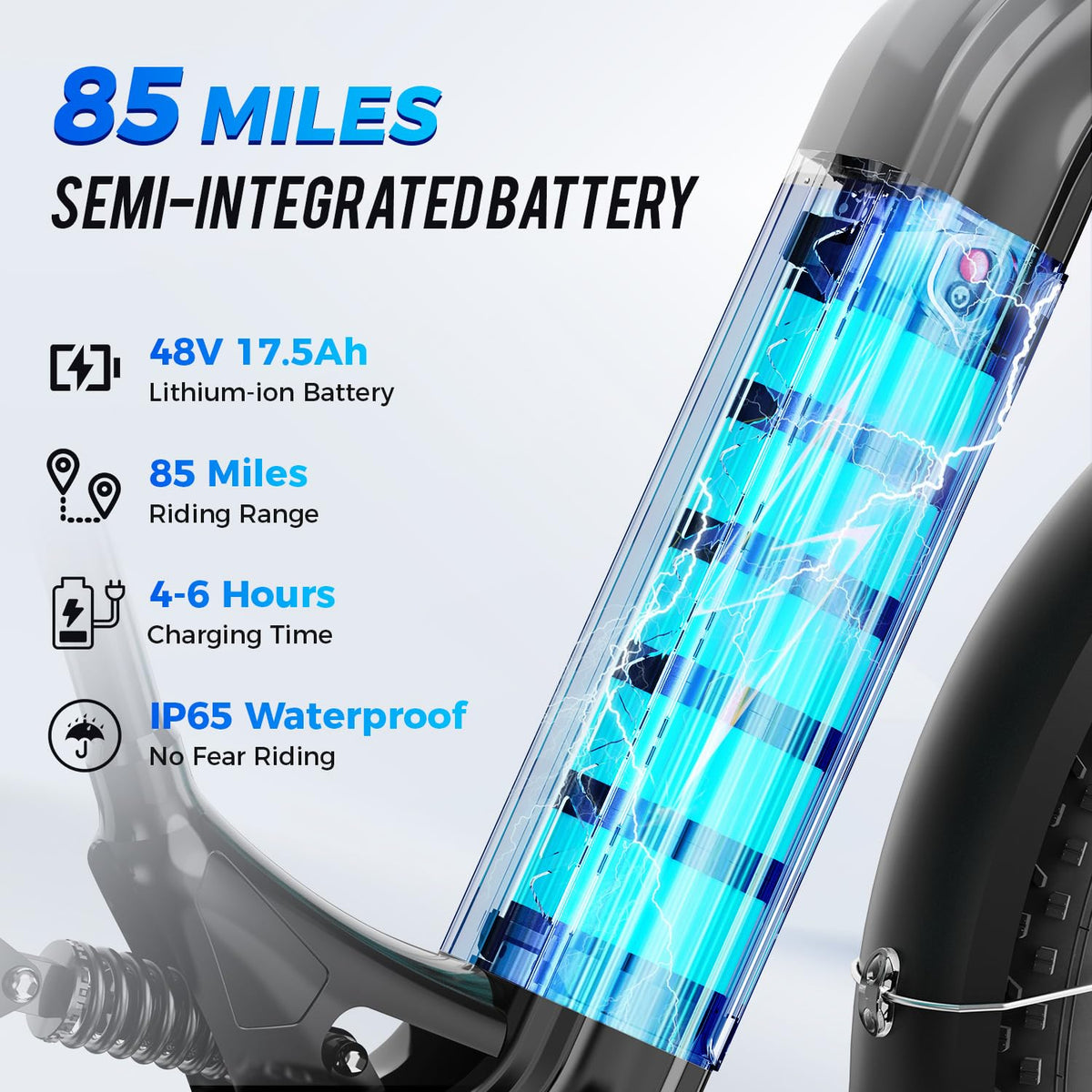 Aipas M1 Pro Electric Bike for Adults, 26 x 4 Fat Tires, 48V 17.5Ah Battery