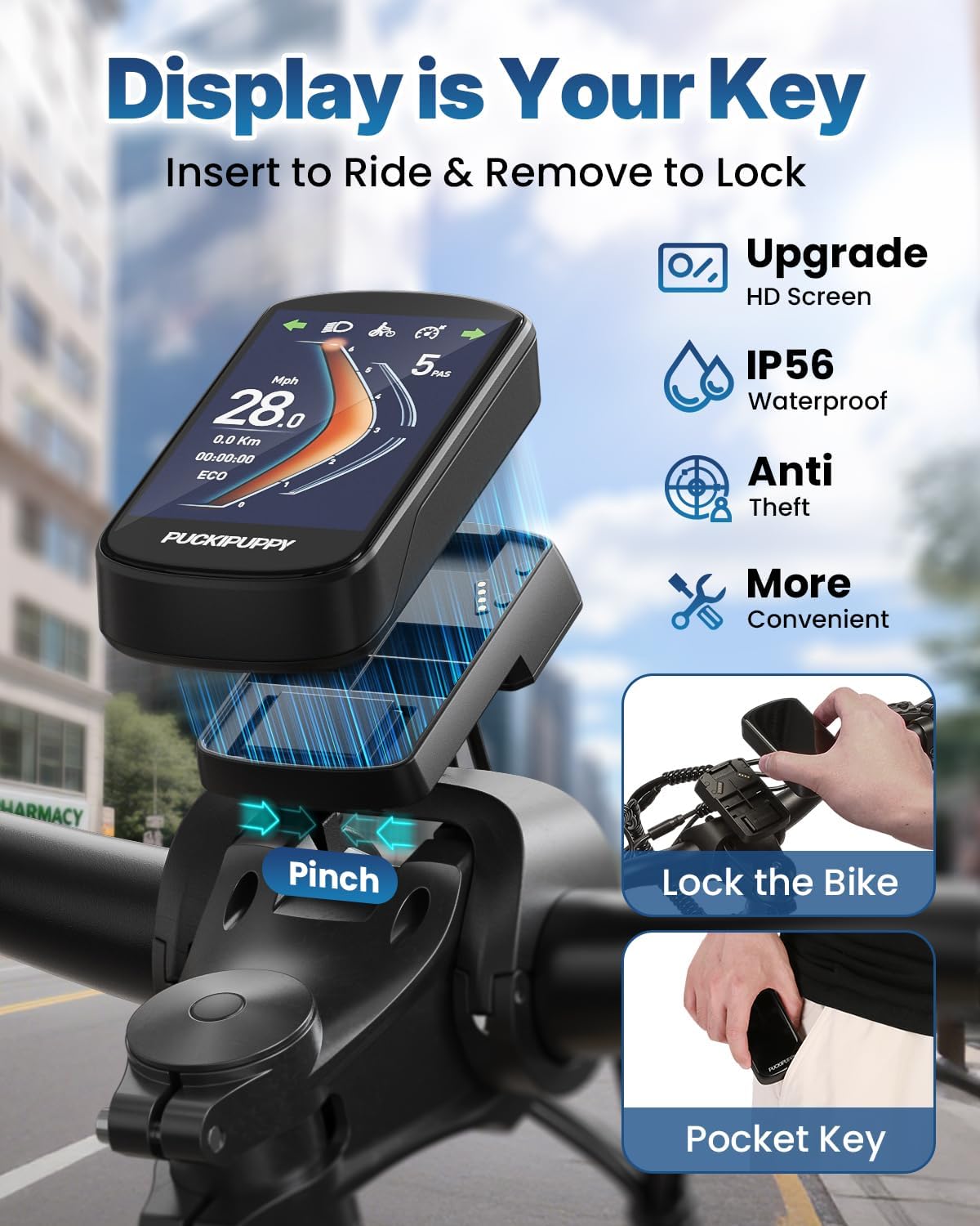 Electric Bicycle with Removable 48V Battery, Full Suspension, 7-Speed Gears, 26-Inch Fat Tires