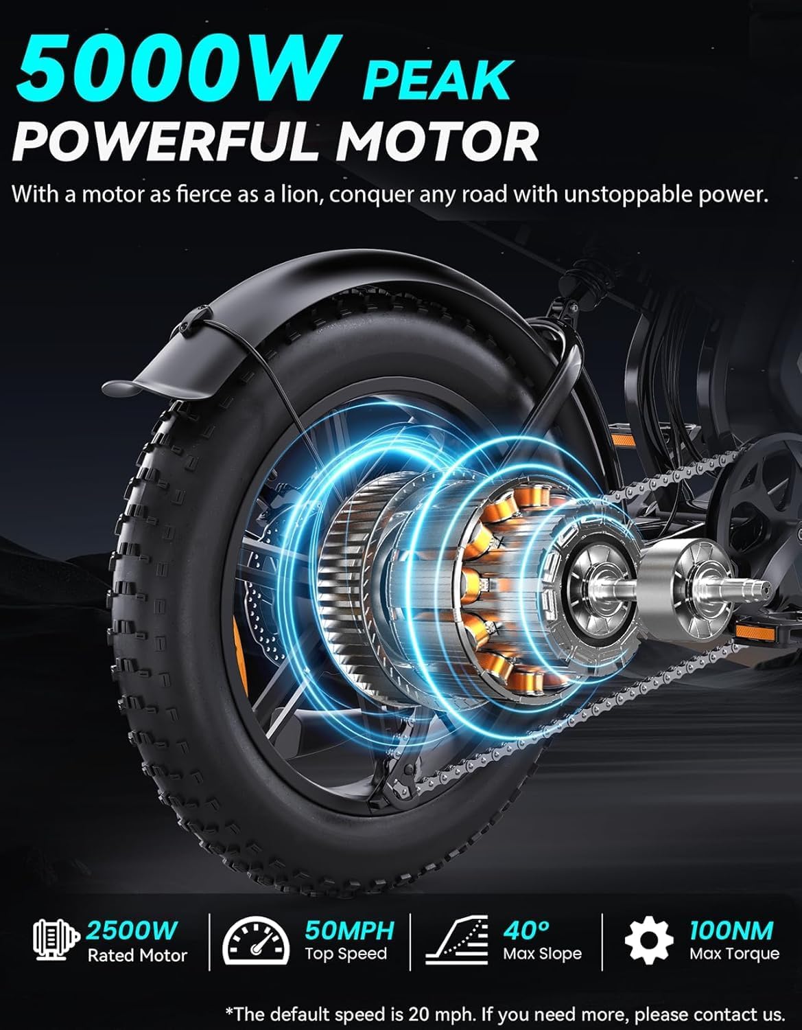 Electric Bicycle with Removable Battery, Dual Suspension, 7-Speed Gears, 20-Inch Fat Tires, LCD Display, Adult Use