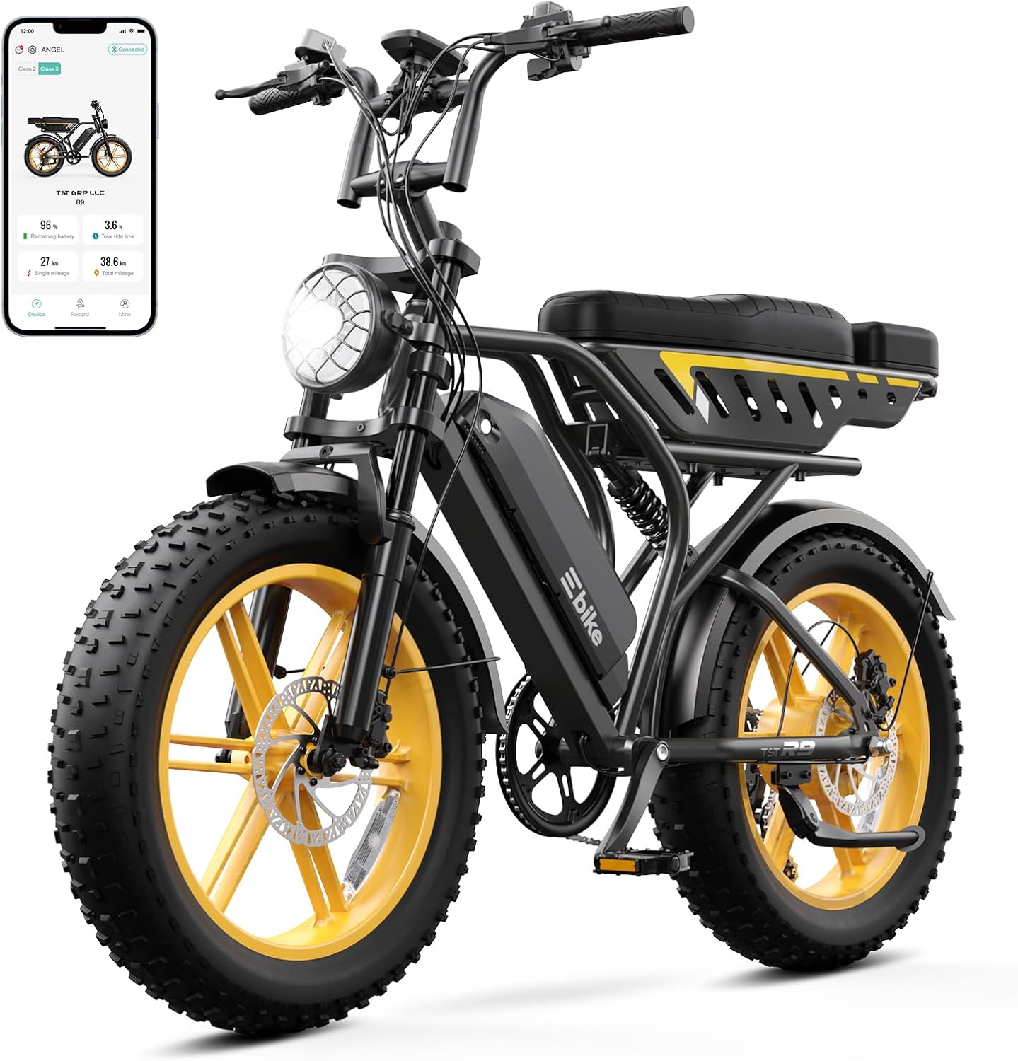 Electric Bicycle with 1500W Motor, 48V 15Ah Removable Battery, 7-Speed Gears, 20-Inch Wheels