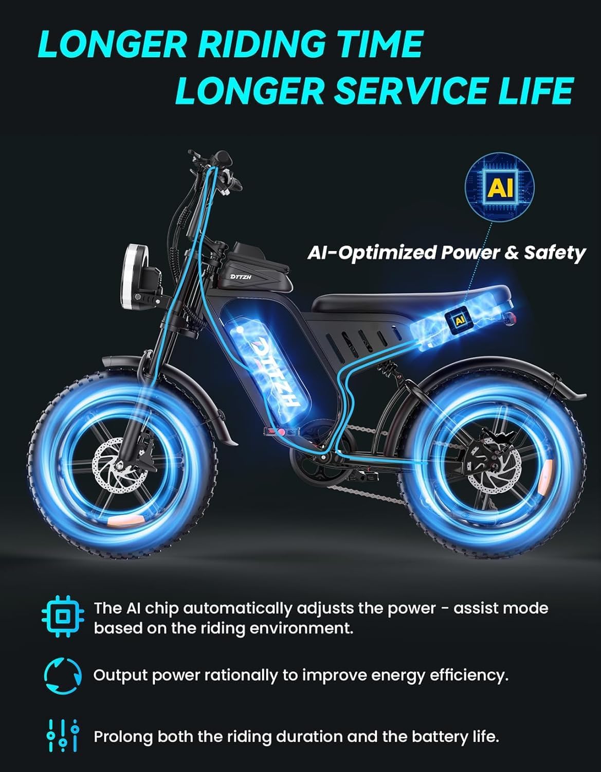 Electric Bicycle with Removable Battery, Dual Suspension, 7-Speed Gears, 20-Inch Fat Tires, LCD Display, Adult Use