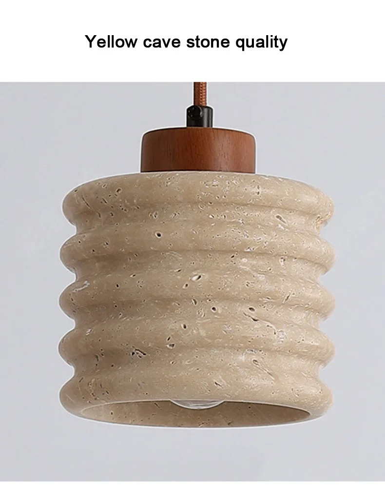 Komei Retro Wabi Sabi Travertine Stone Pendant Light