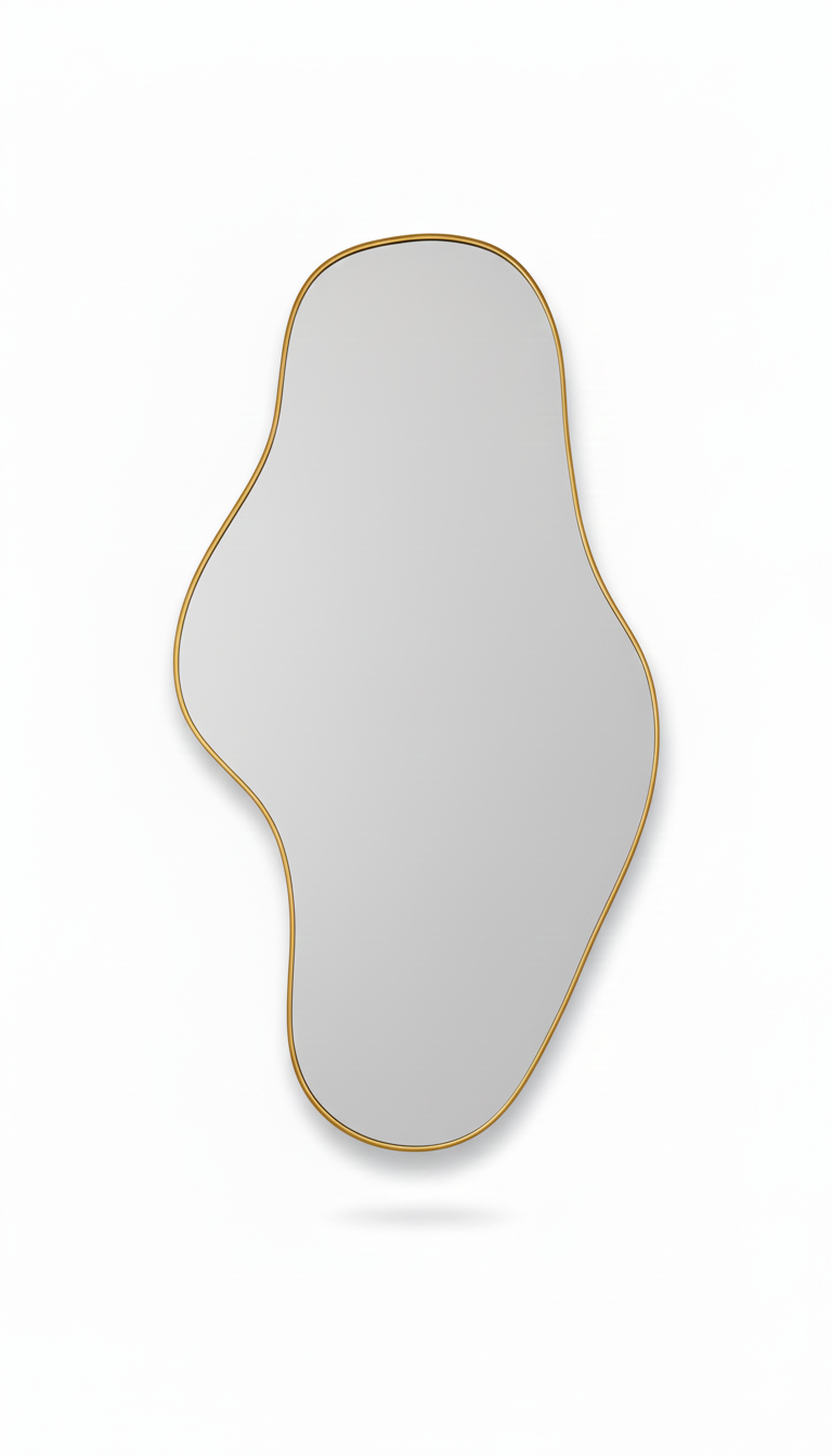 Varaudu Waveform Mirror Handmade Brass Mirror - Antique Brass Bathroom Mirror, Vanity Wall Decor