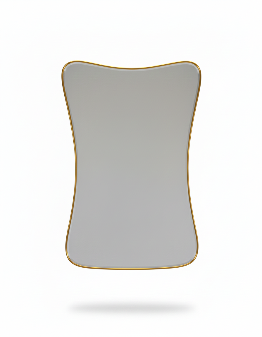Varaudu Cloud Curve Rectangle Mirror Handmade Mirror - Antique Brass Bathroom Mirror, Vanity Wall Decor