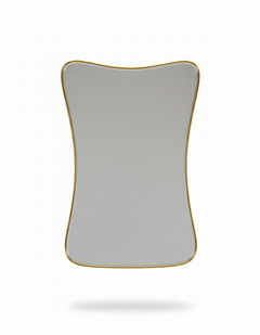 Varaudu Cloud Curve Rectangle Mirror Handmade Mirror - Antique Brass Bathroom Mirror, Vanity Wall Decor