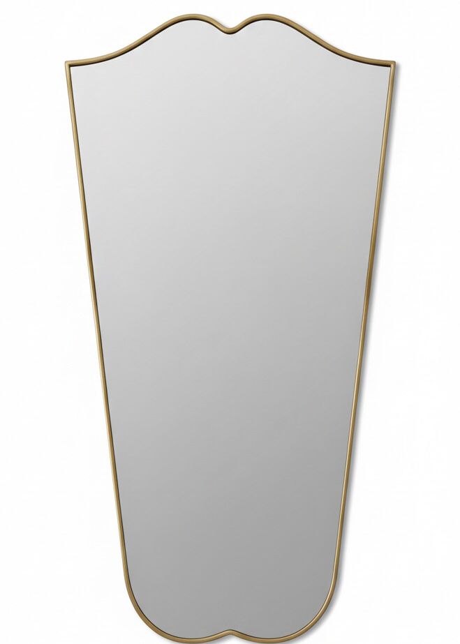 Varaudu Wave Crest Mirror Handmade Brass Mirror - Antique Brass Bathroom Mirror, Vanity Wall Decor