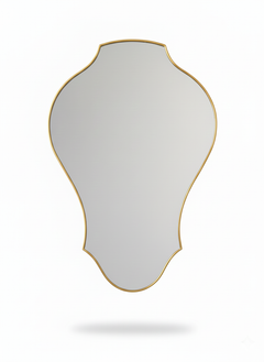 Varaudu Curved Tulip Shield Mirror Unlacquered Brass Mirror - Antique Brass Bathroom Mirror, Vanity Wall Decor