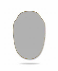 Varaudu Pebble Crest Mirror Modern Brass Wall Decor - Antique Brass Bathroom Mirror, Vanity Wall Decor