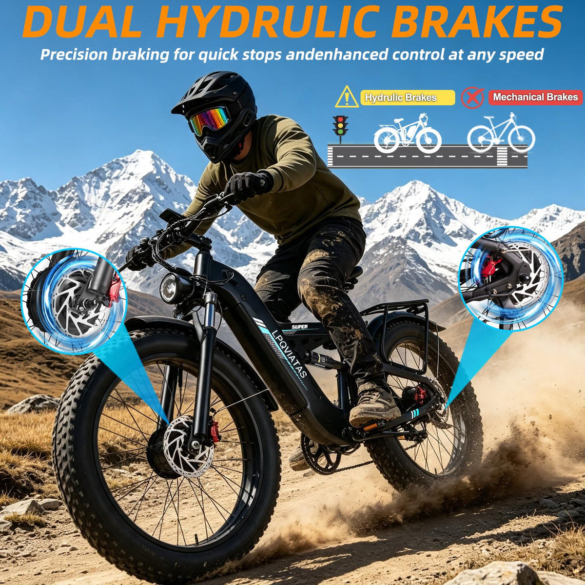 8000W Peak 52V 30AH Dual-Motor-Ebike for Adults, Max 50MPH Off-Road E Bike