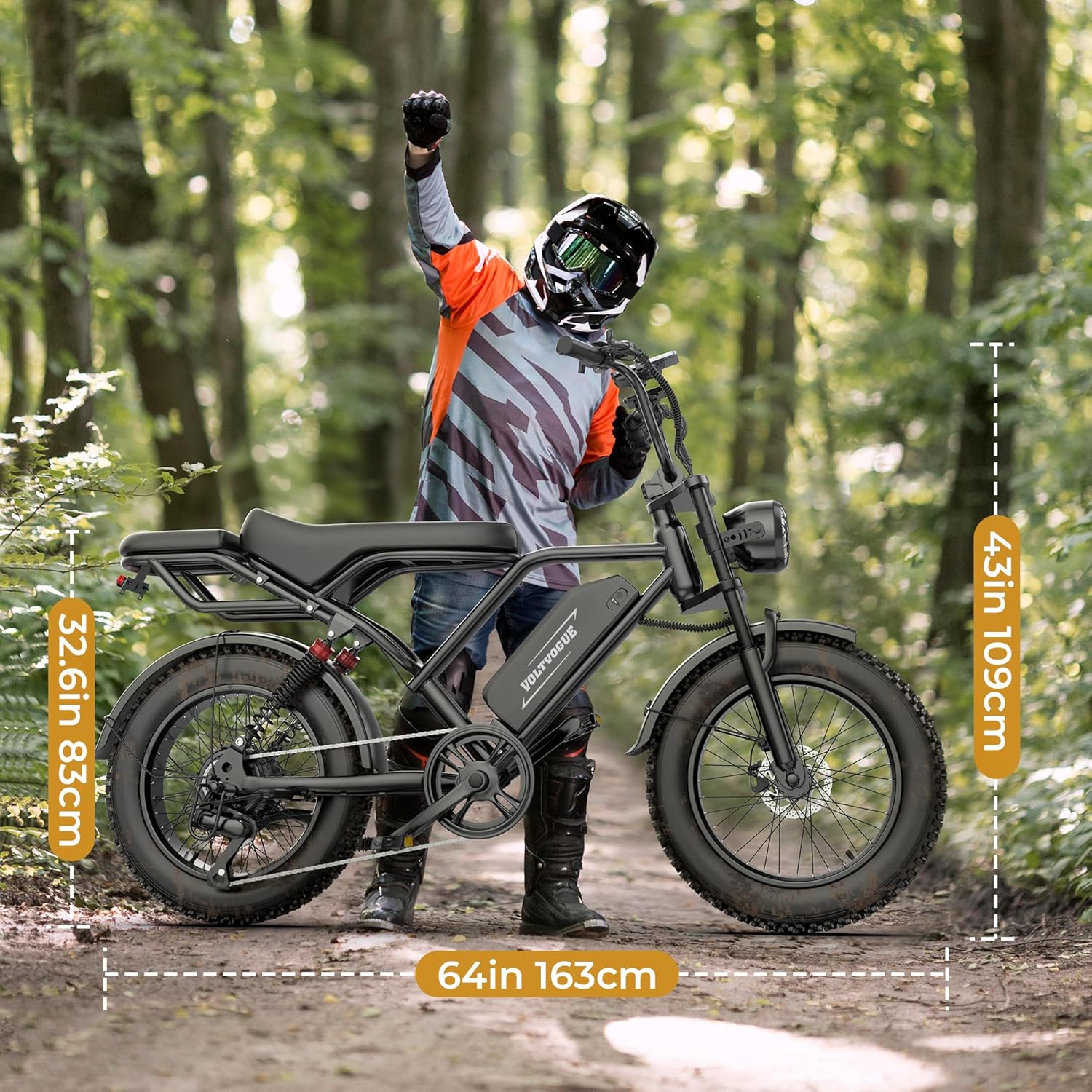 Electric Bicycle with Removable 48V Battery, Dual Suspension, 7-Speed Gears, 20-Inch Wheels, Rear Seat
