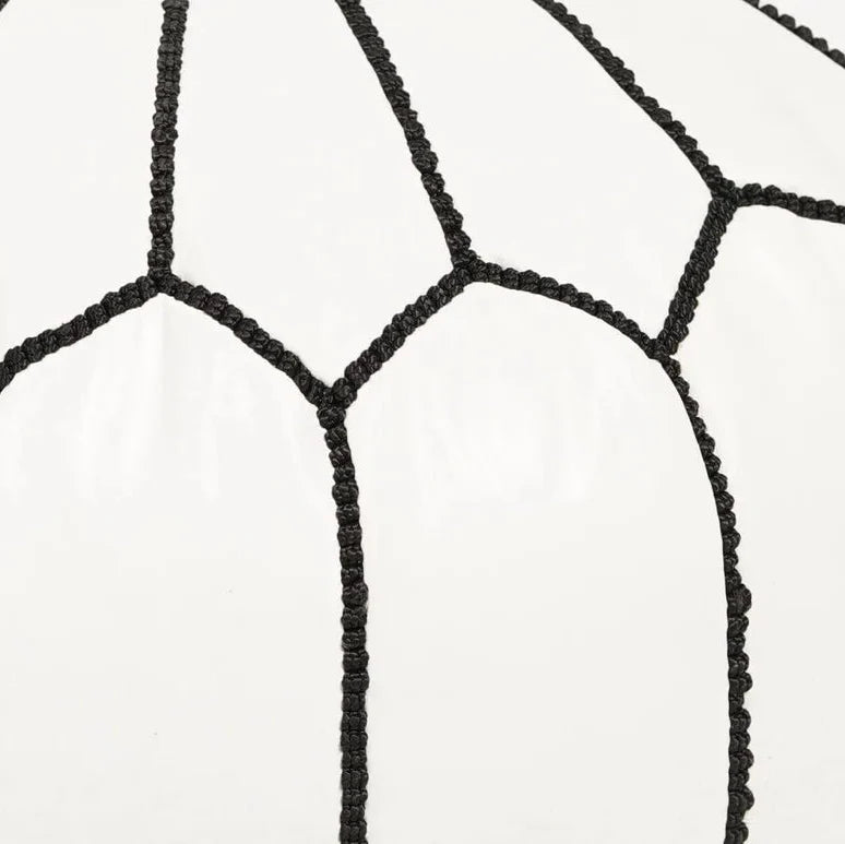 Elegant White Moroccan Leather Pouf – Handcrafted & Chic