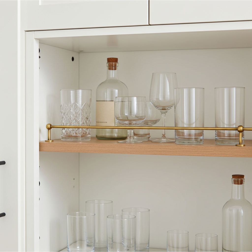 Unlacquered Brass Gallery Rail – Solid Brass Kitchen Shelf Safety Bar