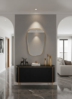 Varaudu Italian Brass Wall Mirror - Antique Brass Bathroom Mirror, Vanity Wall Decor