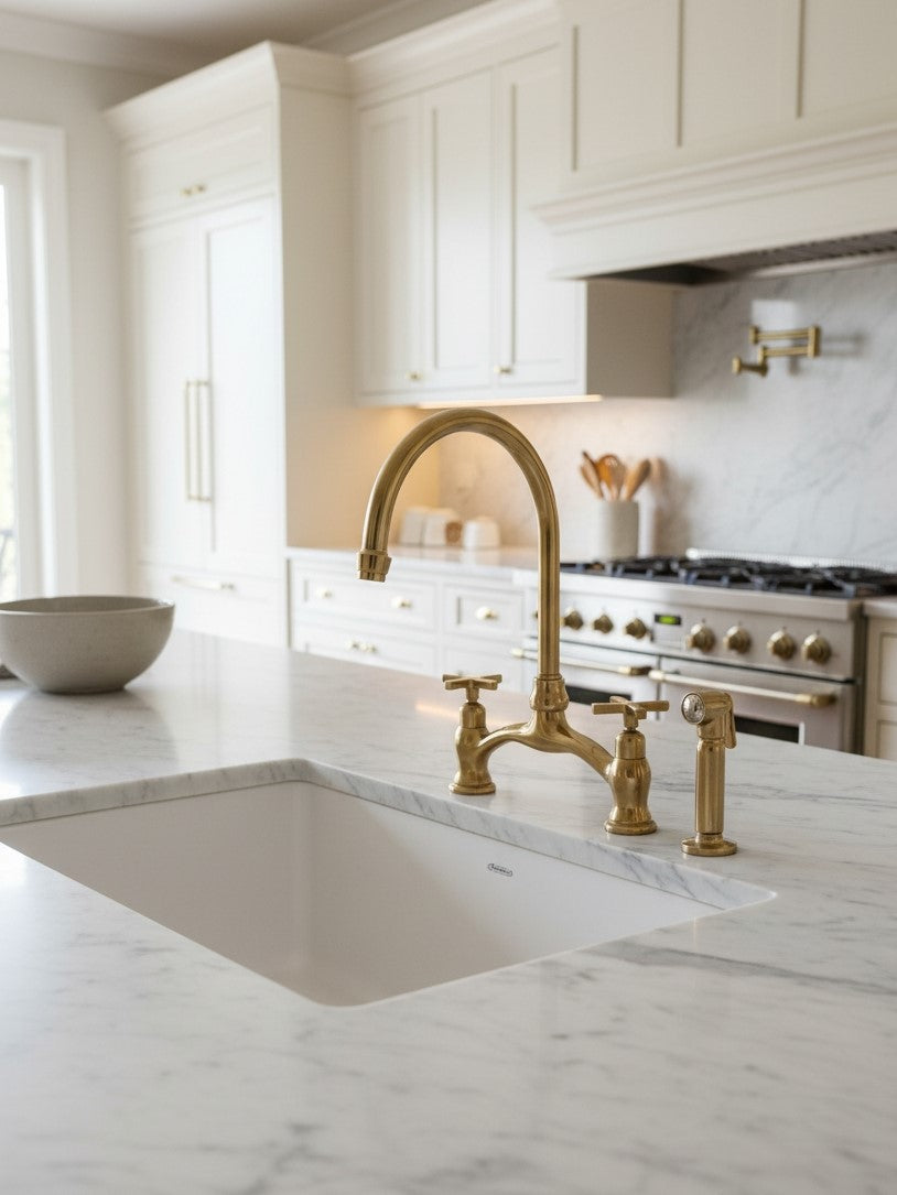 Antique Brass Kitchen Faucet - Unlacquered Brass Kitchen Faucets