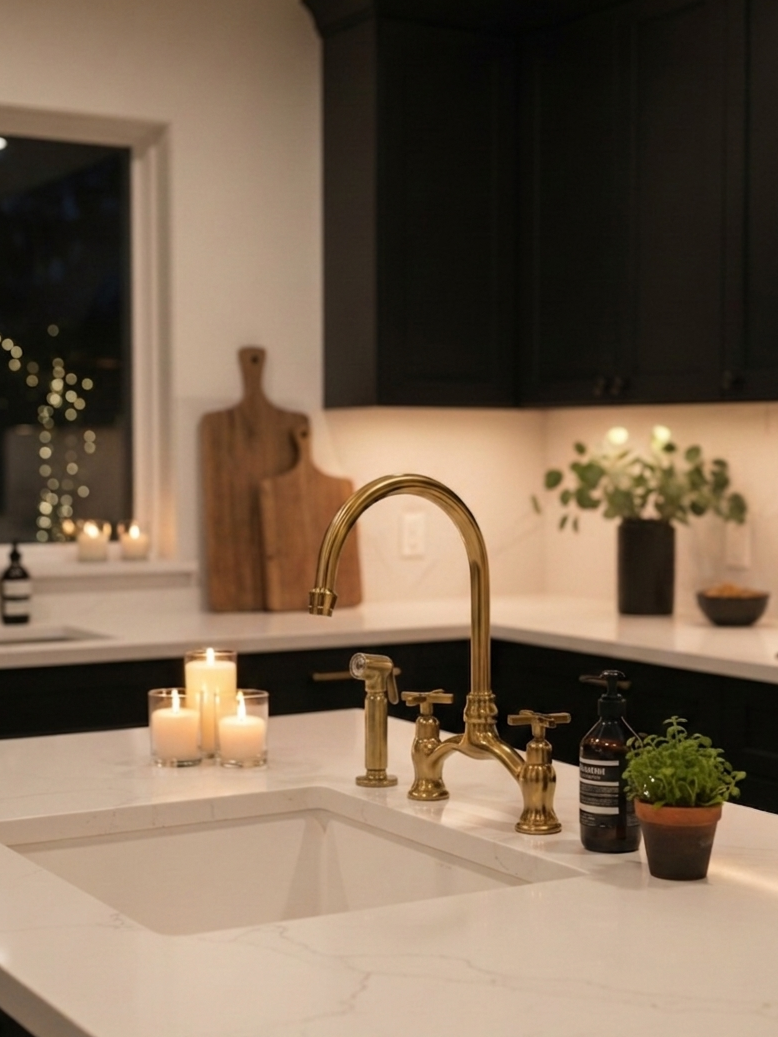 Antique Brass Kitchen Faucet - Unlacquered Brass Kitchen Faucets
