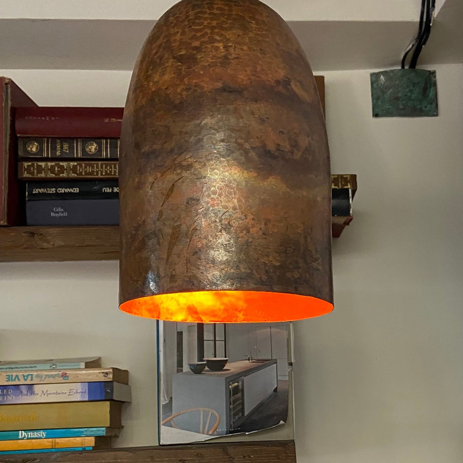 Antique Copper Farmhouse Pendant Light, Rustic Copper Kitchen Island Lighting