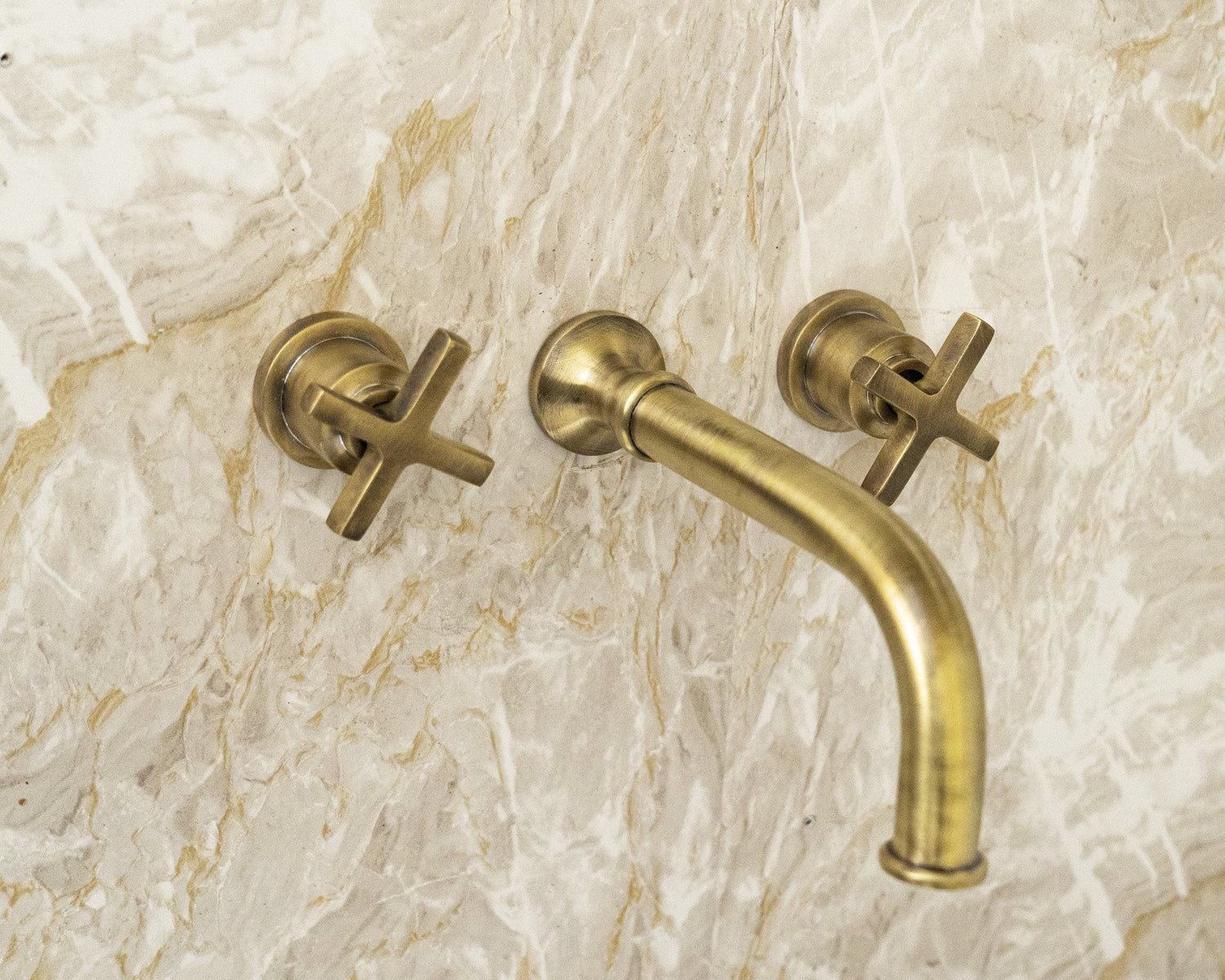 Antique Brass Wall Mounted Bathroom Faucet