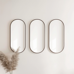 Varaudu Antique Brass Capsule Mirror Brass Wall Mirror - Antique Brass Bathroom Mirror, Vanity Wall Decor