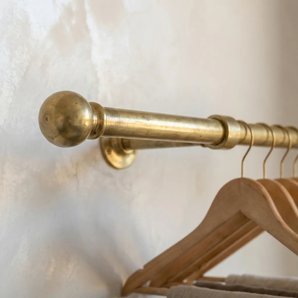 Unlacquered Brass Closet Rod – Wall Mounted Vintage Clothes Rail