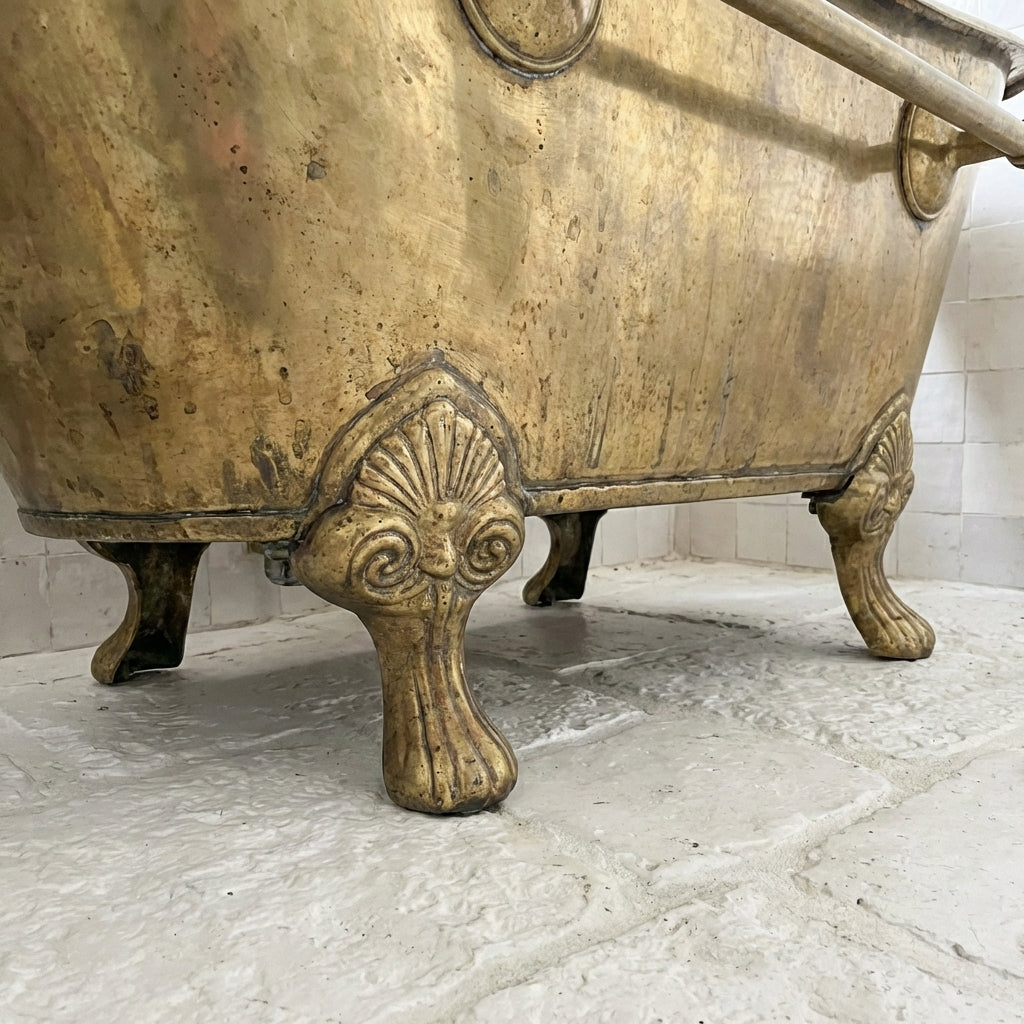 Vintage Solid Brass Clawfoot Bathtub – Handcrafted Antique Tub