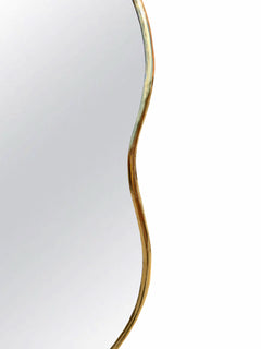 Varaudu Asymmetrical Brass Mirror - Antique Brass Bathroom Mirror, Vanity Wall Decor